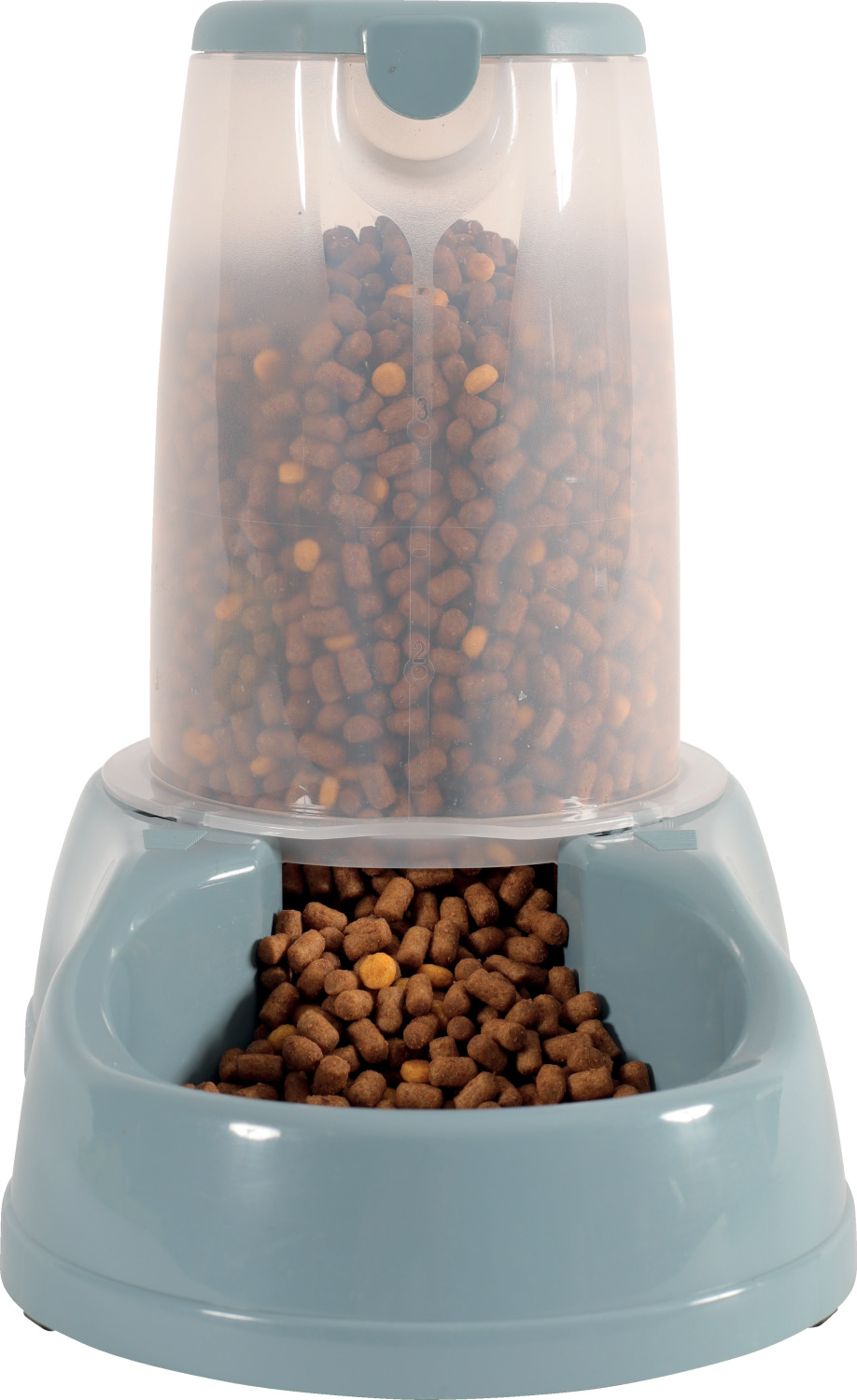 Distributeur de croquettes antidérapant bleu acier contenance 3,5Kg